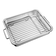 Assadeira 34cm Por 28cm 4,6 Litros Com Grelha  Retangular Aço Inox Tramontina